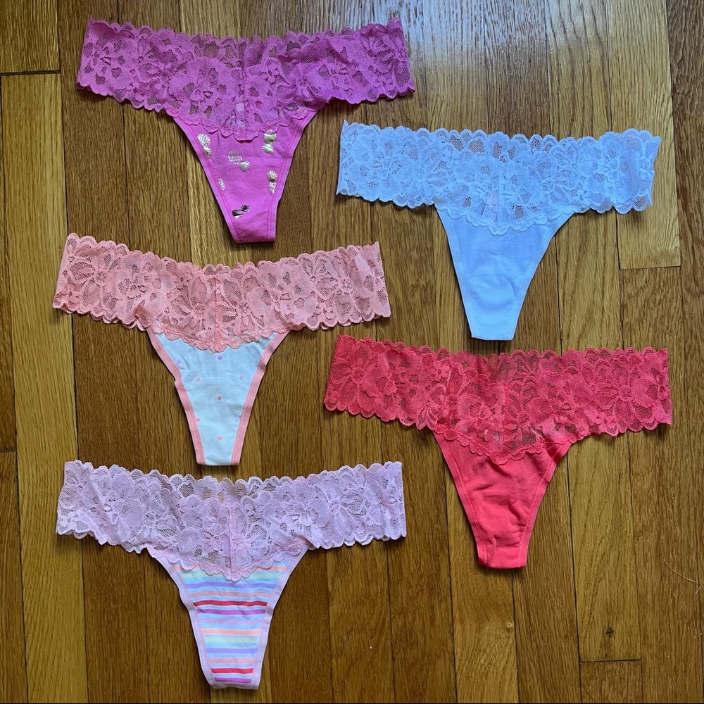 Victoria’s Secret Lace Thongs, set of 5